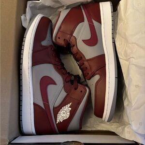 Jordan High-Top Sneakers - Burgundy and Gray